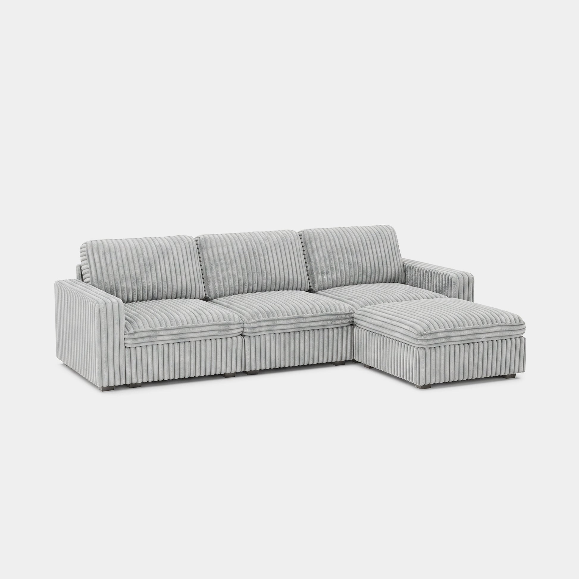 Cloud-Gray-/-Corduroy-4-Seat-L-Shaped-Sectional