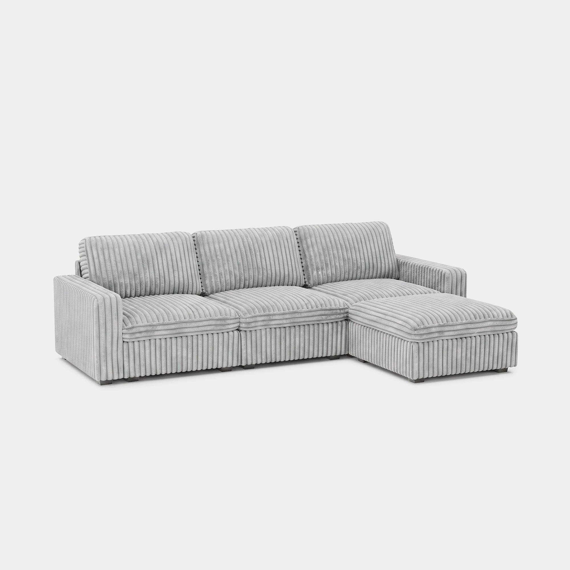 Cloud-Gray-/-Corduroy-4-Seat-L-Shaped-Sectional