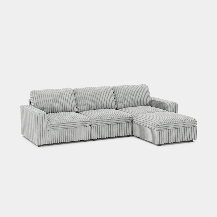 Cloud-Gray-/-Corduroy-4-Seat-L-Shaped-Sectional