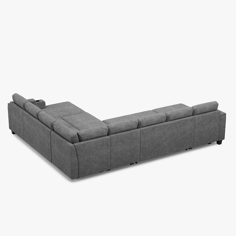 Belffin Modular 8 Seater Modular Chenille Pull-out  Sleeper Sofa with Storage Chaises