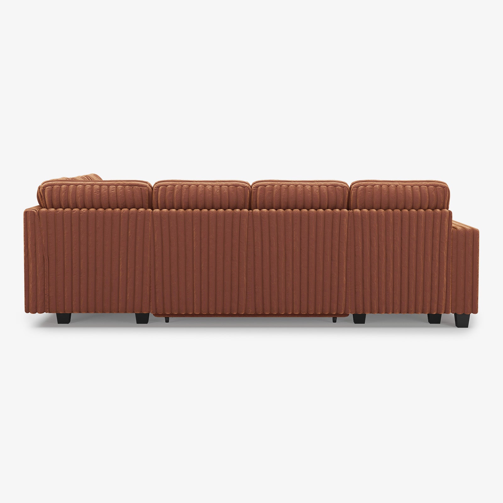 Belffin 6 Seats Modular Faux Rabbit Fur Corduroy Pull-out Sleeper Sofa with Storage Seats and Ottoman