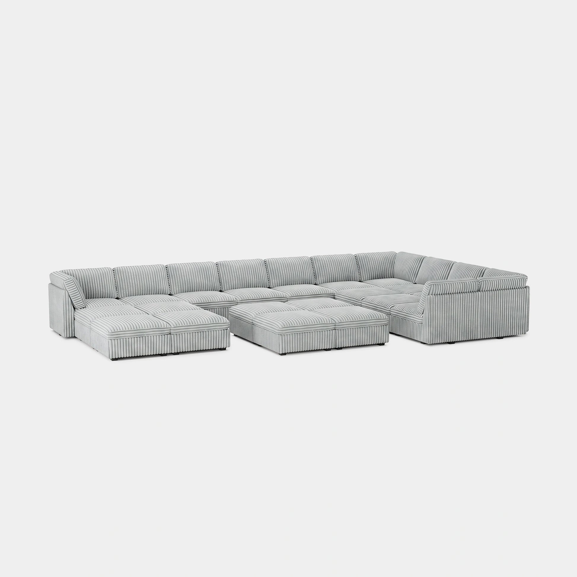 Cloud-Gray-/-Corduroy-21-Seat-U-Shaped-Sectional