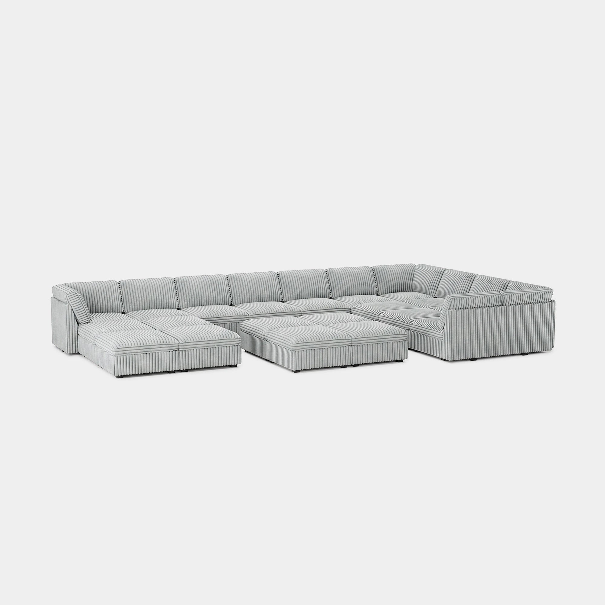 Cloud-Gray-/-Corduroy-21-Seat-U-Shaped-Sectional