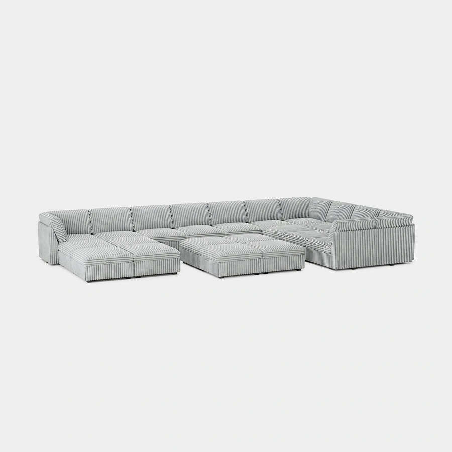 Cloud-Gray-/-Corduroy-21-Seat-U-Shaped-Sectional