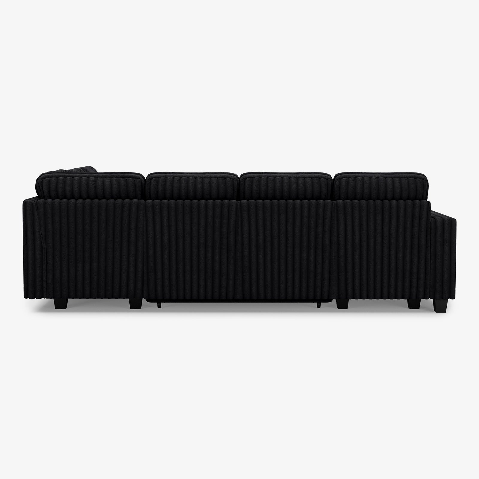 Belffin 6 Seats Modular Faux Rabbit Fur Corduroy Pull-out Sleeper Sofa with Storage Seats and Ottoman