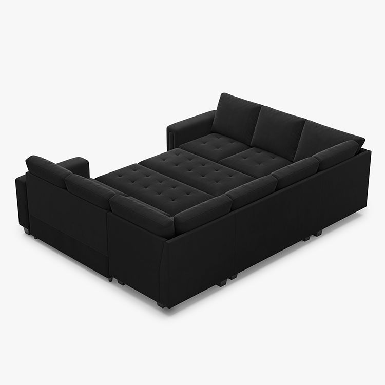 Belffin 8 Seats Modular Velvet Tufted Pull-out Sleeper Sofa