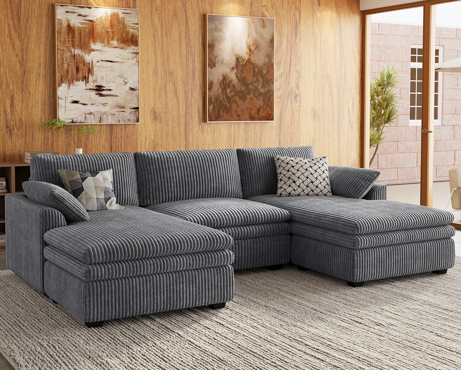 Vayla Oversized Cloud 3 Seats Sofa with Double Chaise