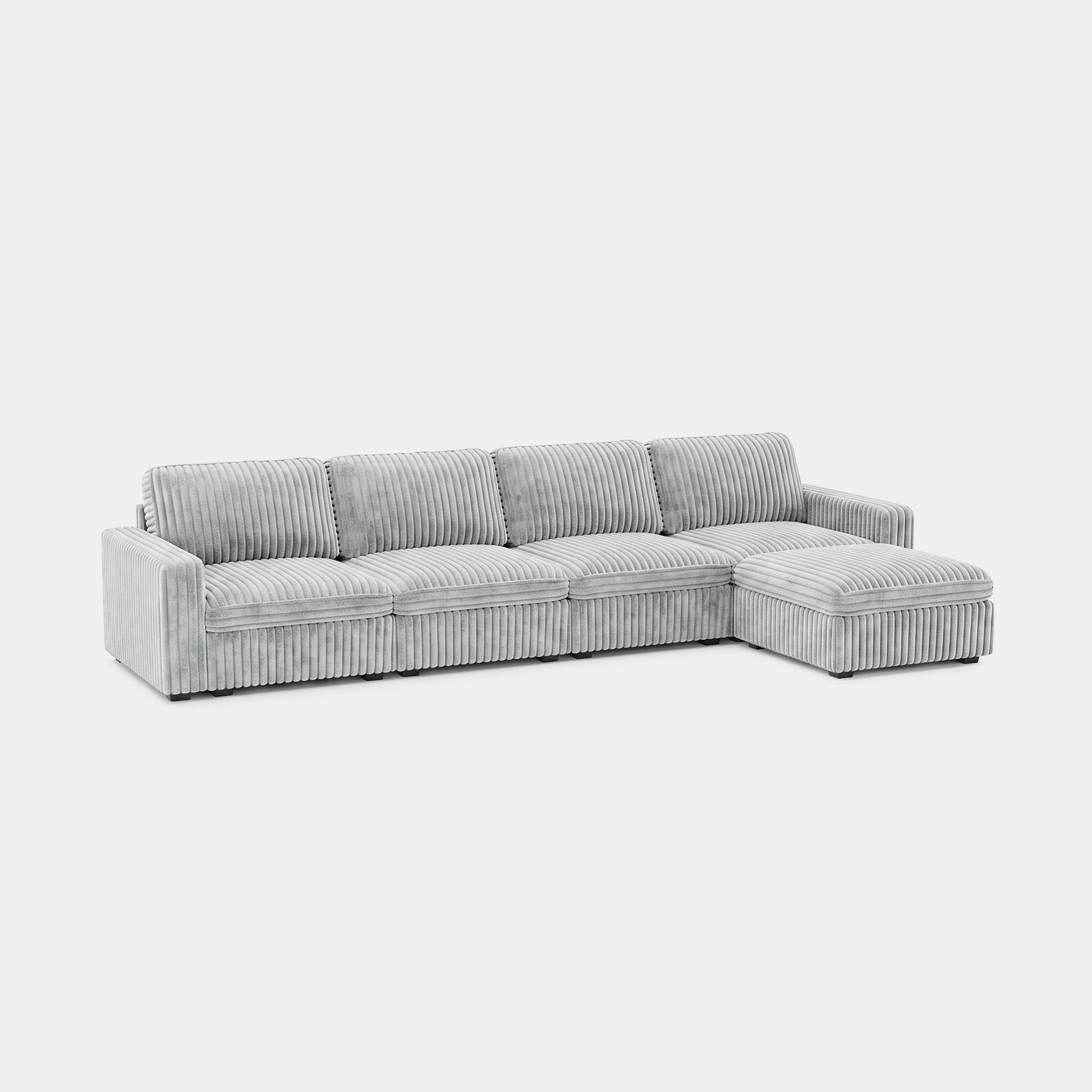 Cloud-Gray-/-Corduroy-5-Seat-L-Shaped-Sectional