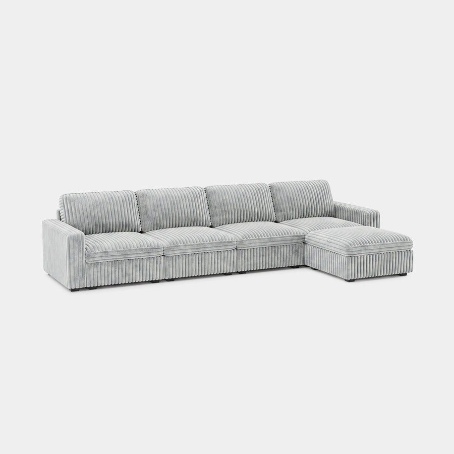 Cloud-Gray-/-Corduroy-5-Seat-L-Shaped-Sectional
