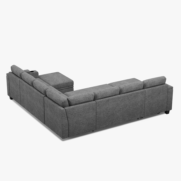 Belffin Modular 7 Seater Modular Chenille Pull-out  Sleeper Sofa with Storage Chaise