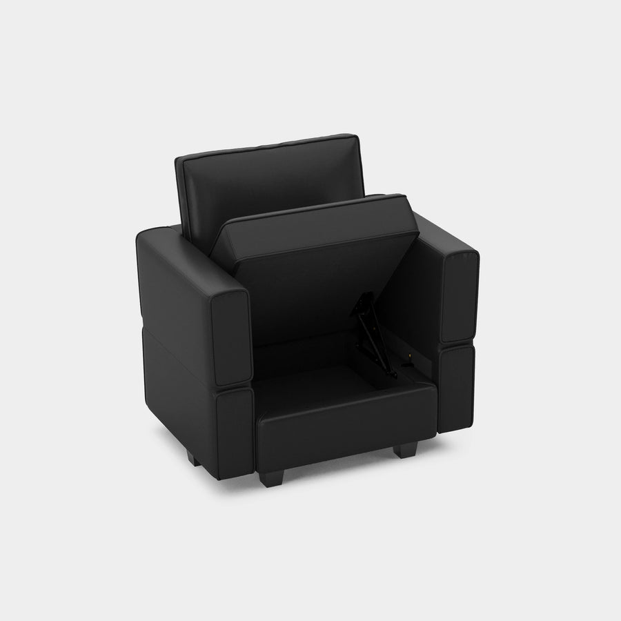 Soforia-Arm-Chair-Sand-Black-Faux-Leather-Storage