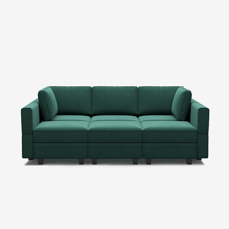Belffin 6 Seats + 7 Sides Modular Velvet Sleeper Sofa with Storage Seat