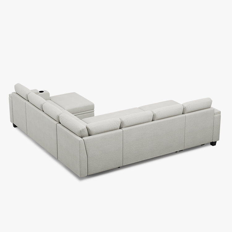 Belffin Modular 7 Seater Modular Chenille Pull-out  Sleeper Sofa with Storage Chaise