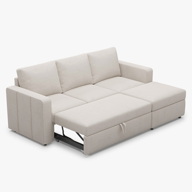 Belffin 3 Seats Modular Velvet Pull-out Sleeper Sofa with Storage Ottoman