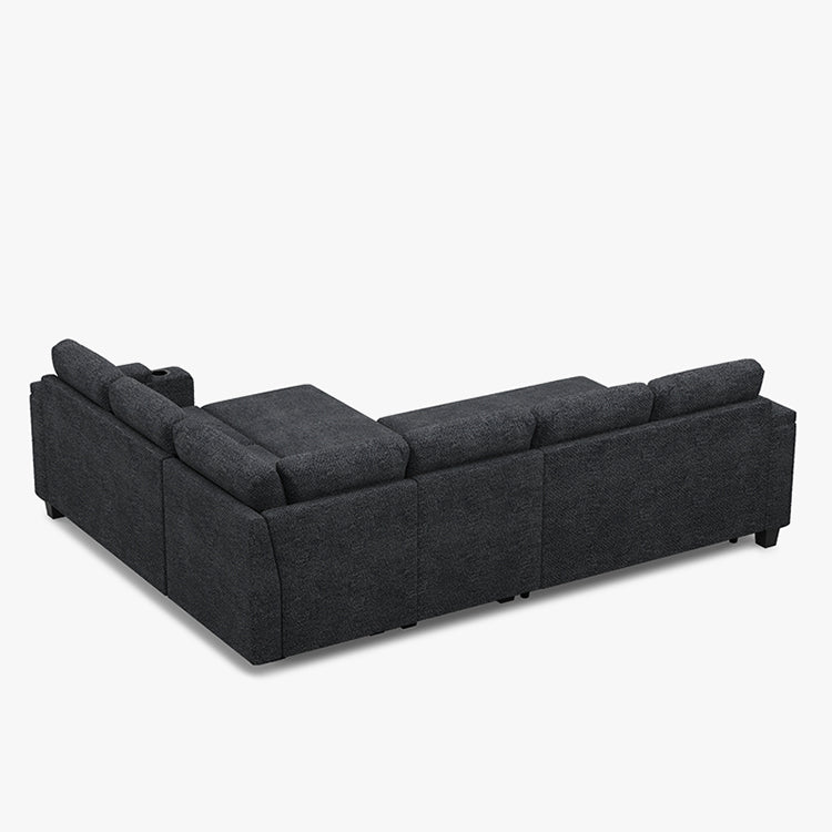 Belffin Modular 6 Seater Modular Chenille Pull-out  Sleeper Sofa with Storage Seats