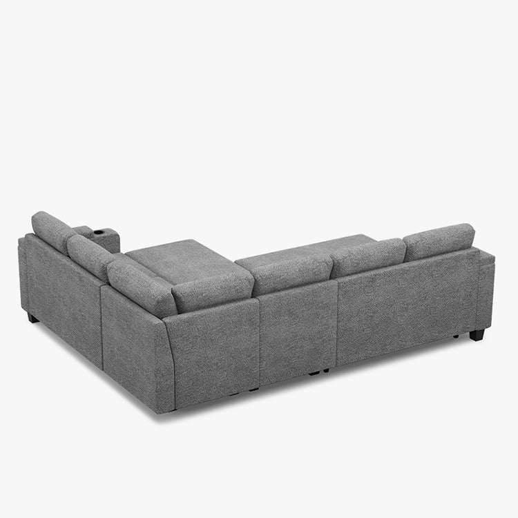 Belffin Modular 6 Seater Modular Chenille Pull-out  Sleeper Sofa with Storage Seats