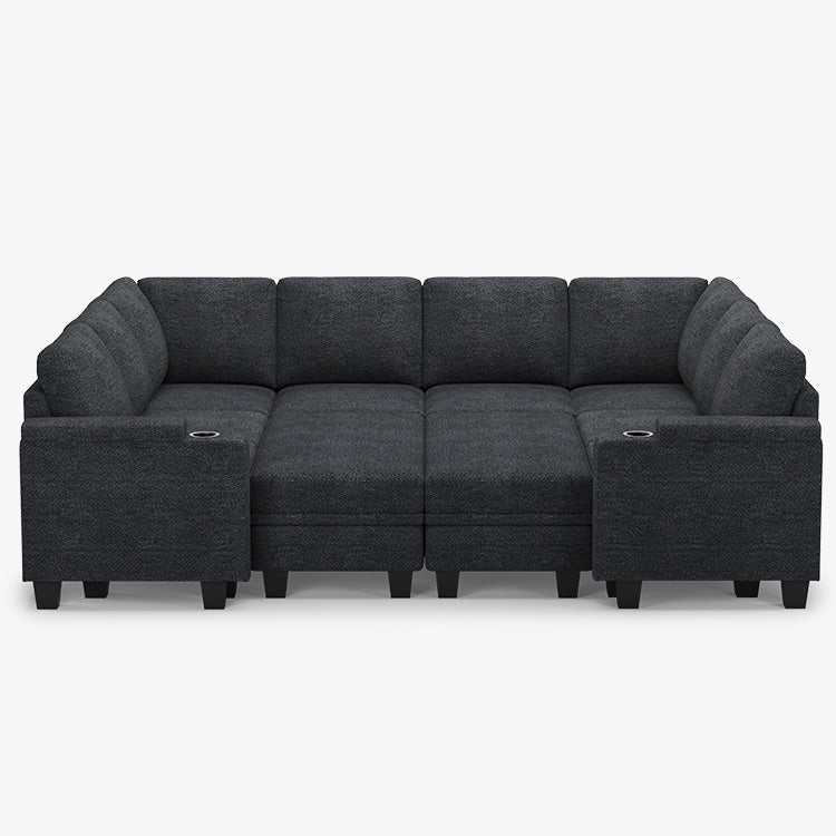 Belffin Modular 8 Seater Modular Chenille Sleeper Sofa