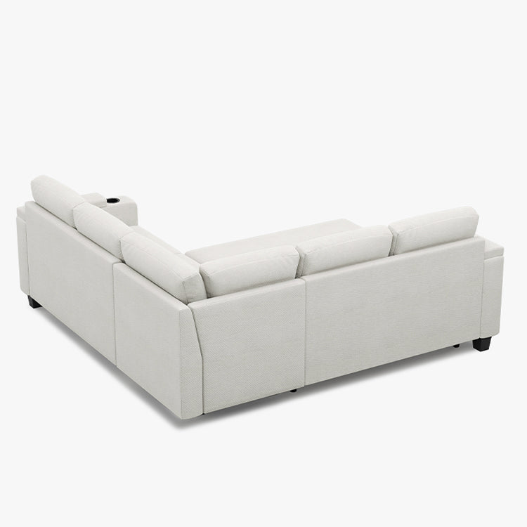 Belffin Modular 5 Seater Modular Chenille Pull-out  Sleeper Sofa with Storage Seats