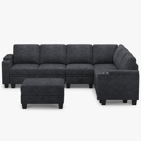 Graphite-Grey-/-Chenille-7-Seat-U-Shaped-Sectional