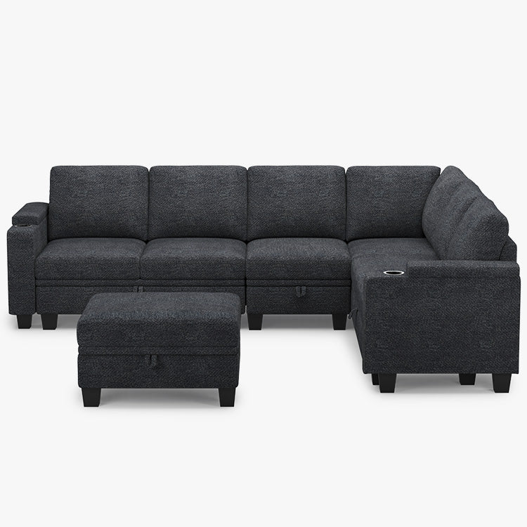 Graphite-Grey-/-Chenille-7-Seat-U-Shaped-Sectional