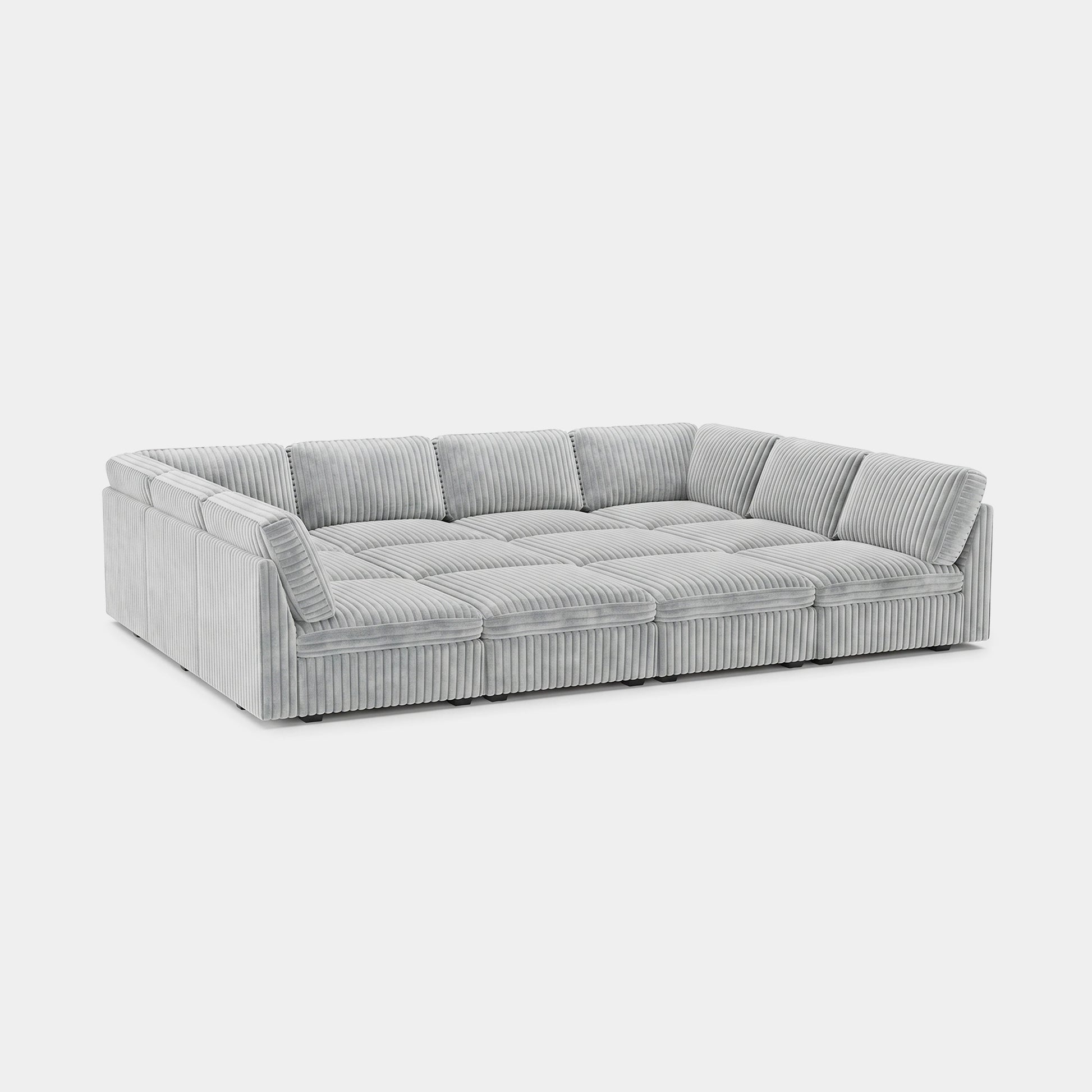 Cloud-Gray-/-Corduroy-12-Seat-Pit-Sectional