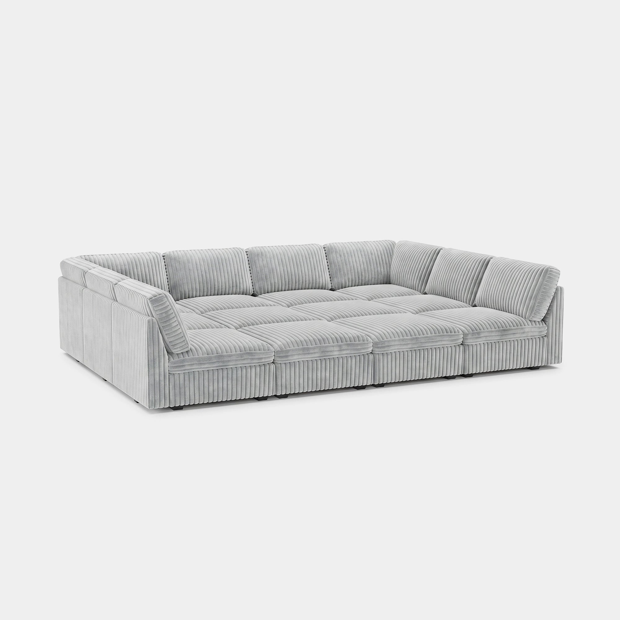 Cloud-Gray-/-Corduroy-12-Seat-Pit-Sectional