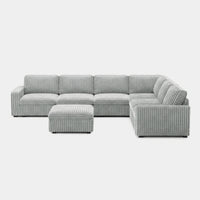 Cloud-Gray-/-Corduroy-7-Seat-U-Shaped-Sectional