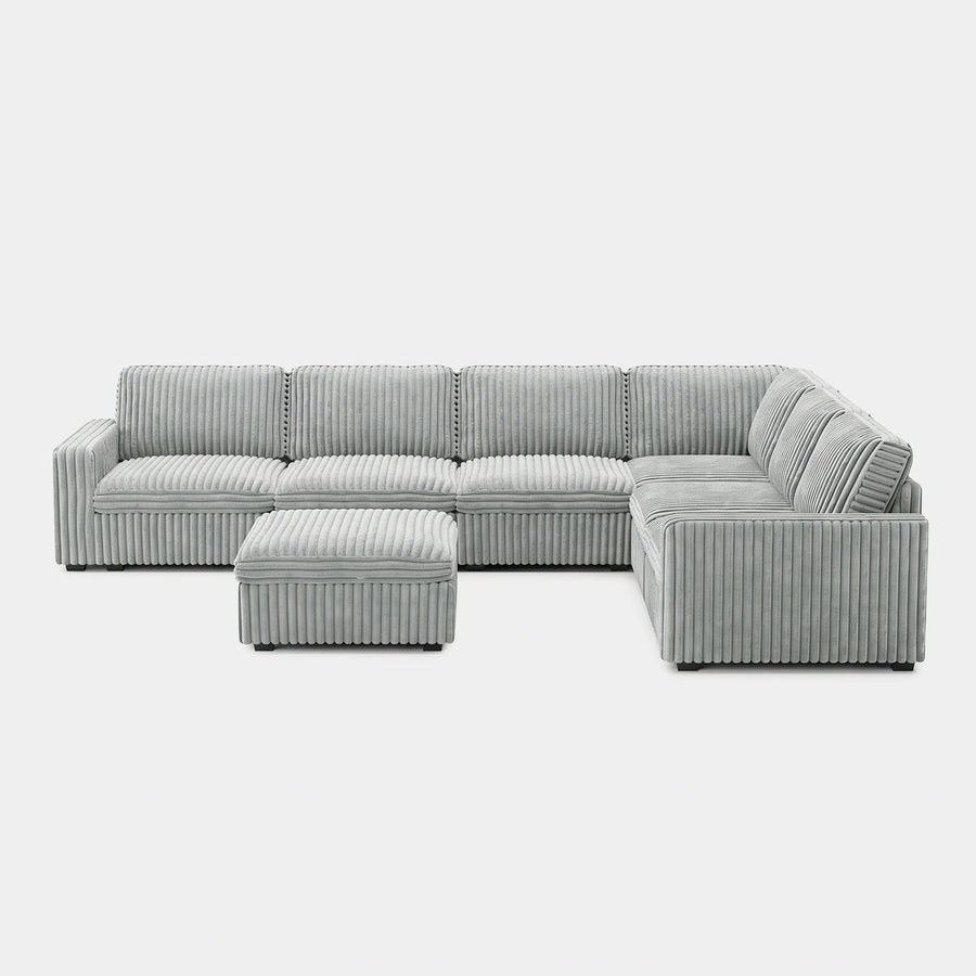 Cloud-Gray-/-Corduroy-7-Seat-U-Shaped-Sectional