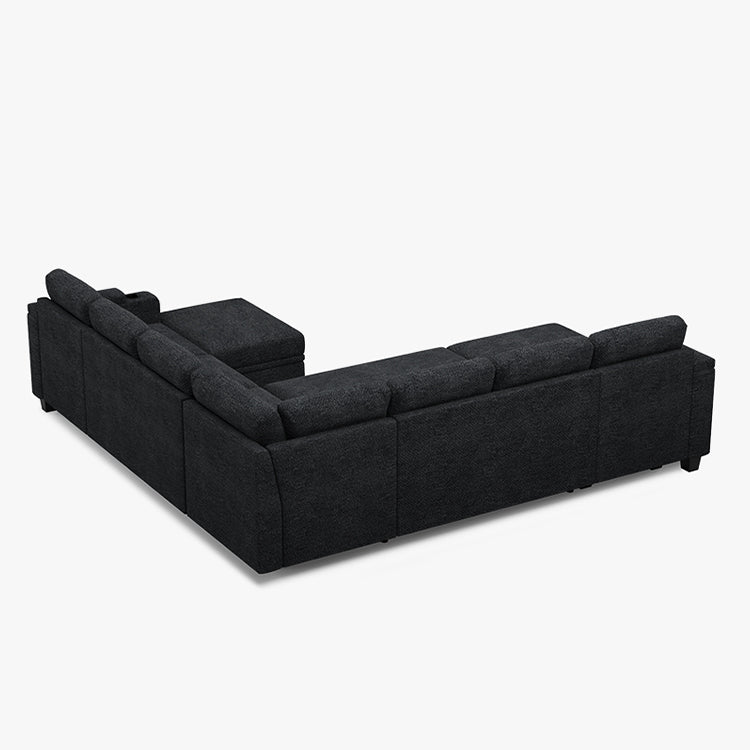 Belffin Modular 7 Seater Modular Chenille Pull-out  Sleeper Sofa with Storage Chaise