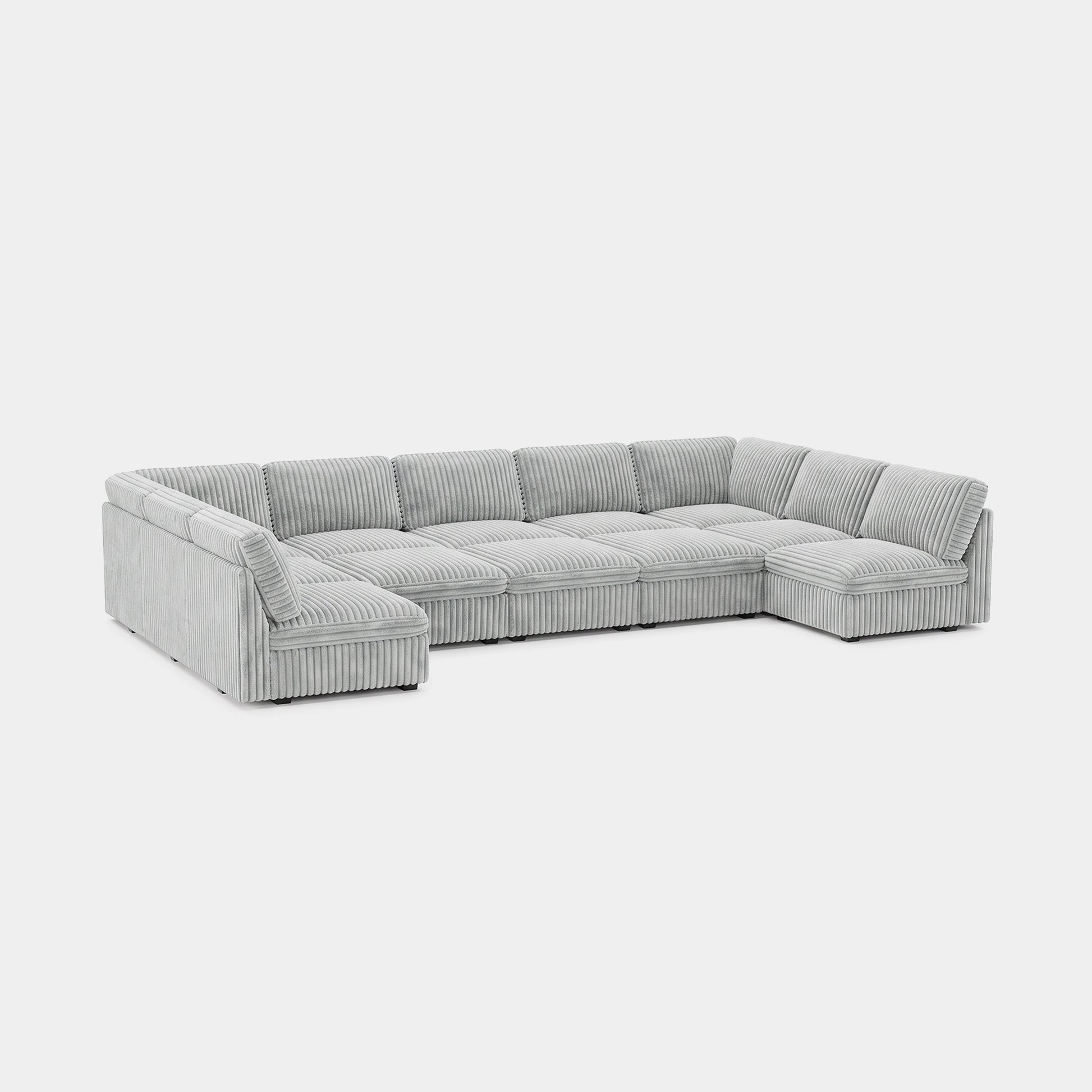 Cloud-Gray-/-Corduroy-12-Seat-U-Shaped-Pit-Sectional