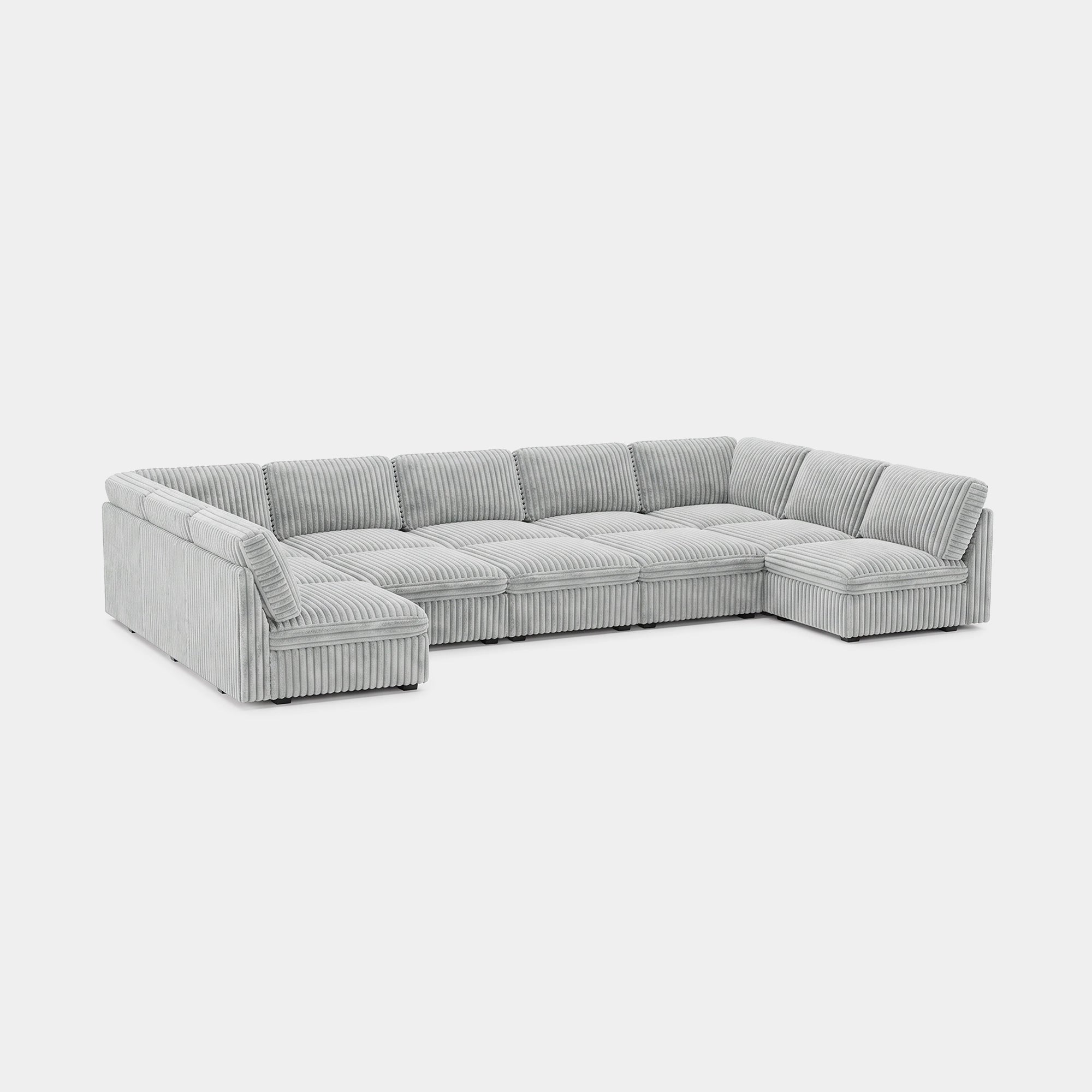 Cloud-Gray-/-Corduroy-12-Seat-U-Shaped-Pit-Sectional
