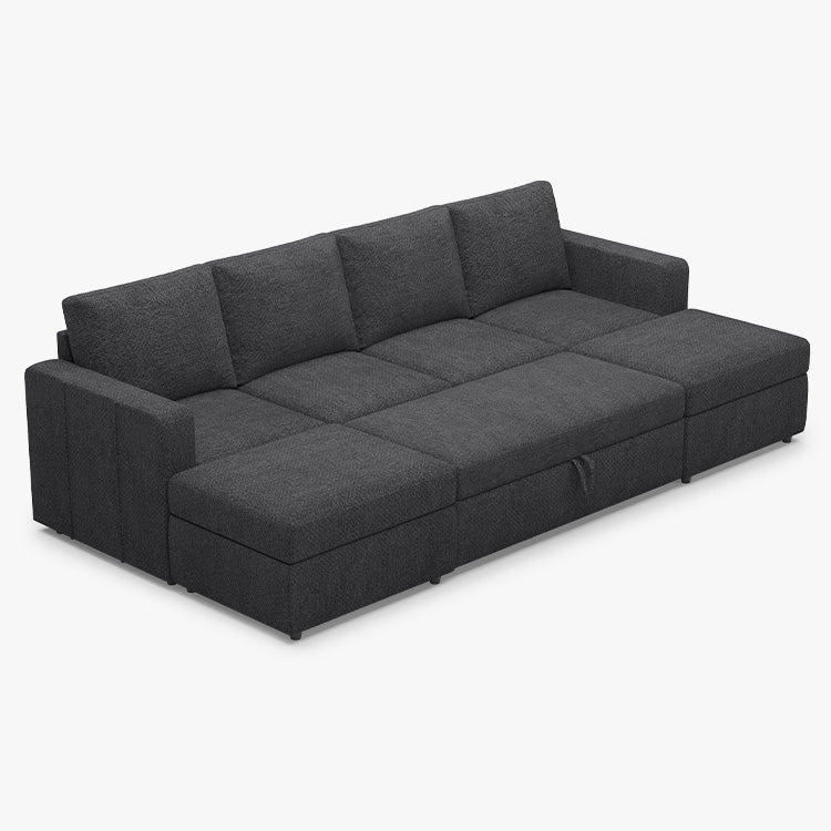 Belffin 4 Seats Modular Chenille Pull-out Sleeper Sofa with Storage Ottoman