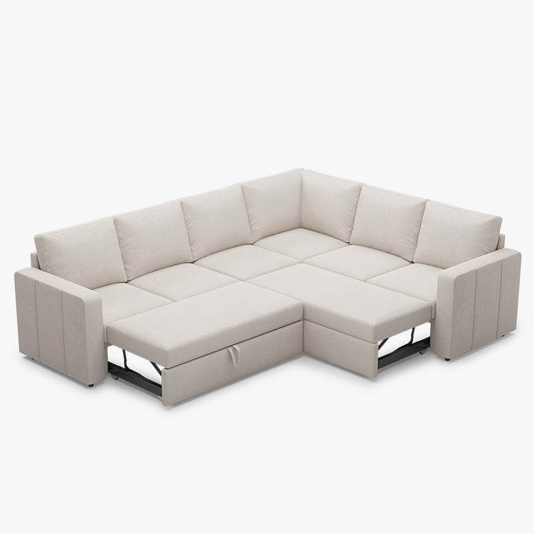 Belffin 6 Seats Modular Velvet Pull-out Sleeper Sofa