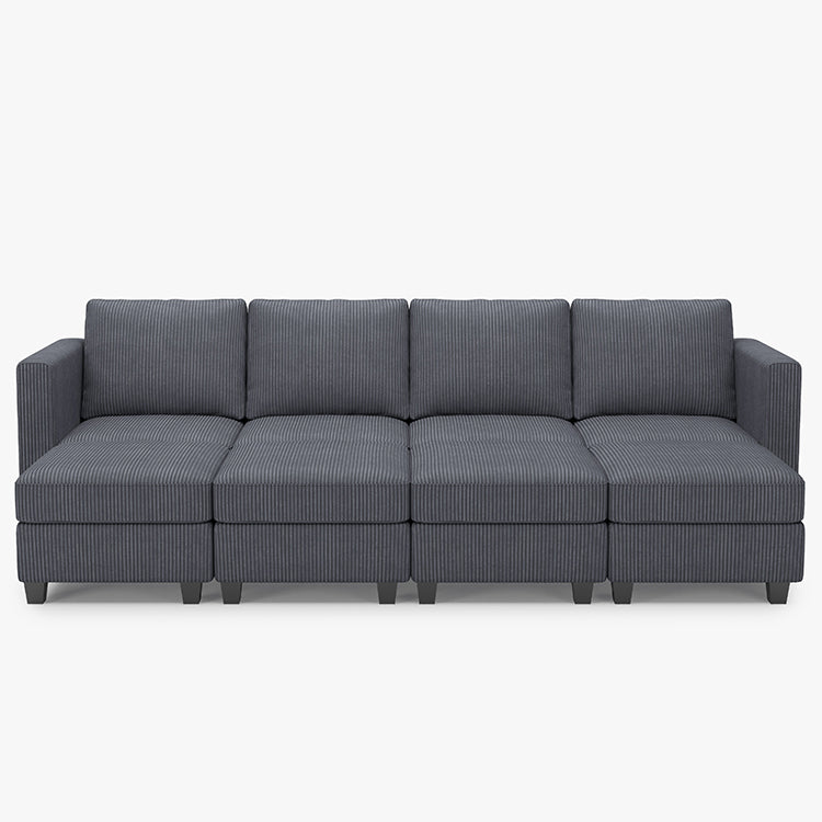 Belffin 8 Seats + 6 Sides Modular Corduroy Sleeper Sofa with Storage Seat