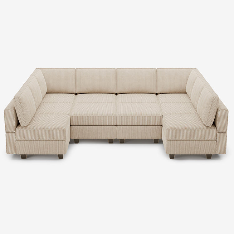 Belffin 10 Seats + 10 Sides Modular Corduroy Sleeper Sofa with Storage Seat