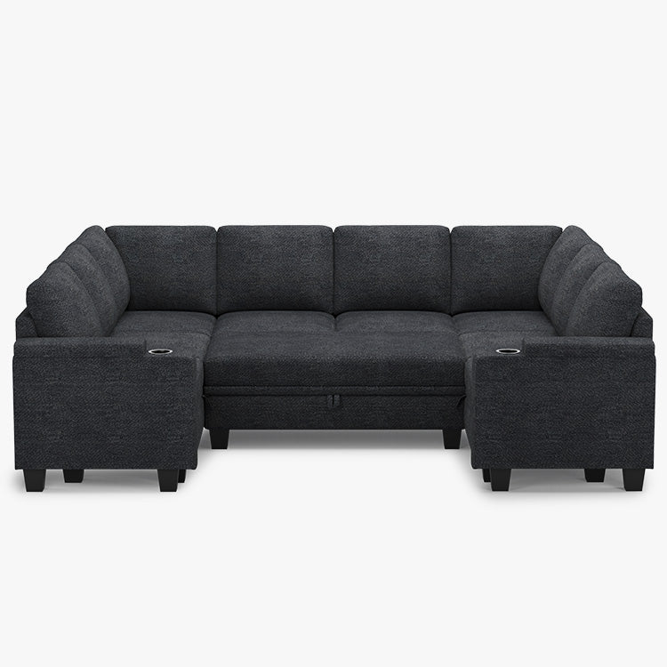 Graphite-Grey-/-Chenille-9-Seat-U-Shaped-Pit-Sectional