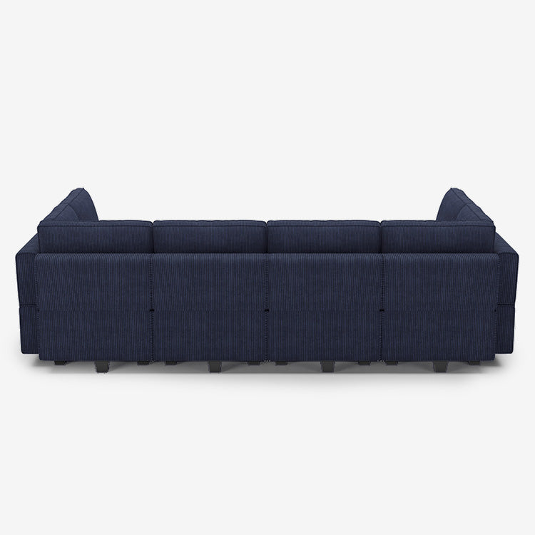 Belffin 8 Seats + 8 Sides Modular Corduroy Sleeper Sofa with Storage Seat