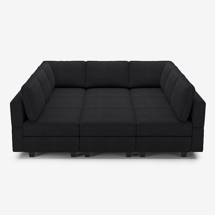 Belffin 9 Seats + 9 Sides Modular Corduroy Sleeper Sofa with Storage Seat