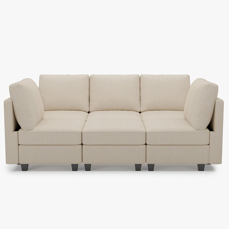 Belffin 6 Seats + 7 Sides Modular Corduroy Sleeper Sofa with Storage Seat