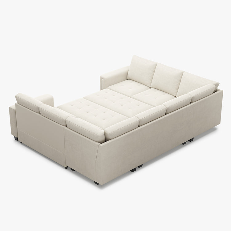 Belffin 8 Seats Modular Velvet Tufted Pull-out Sleeper Sofa