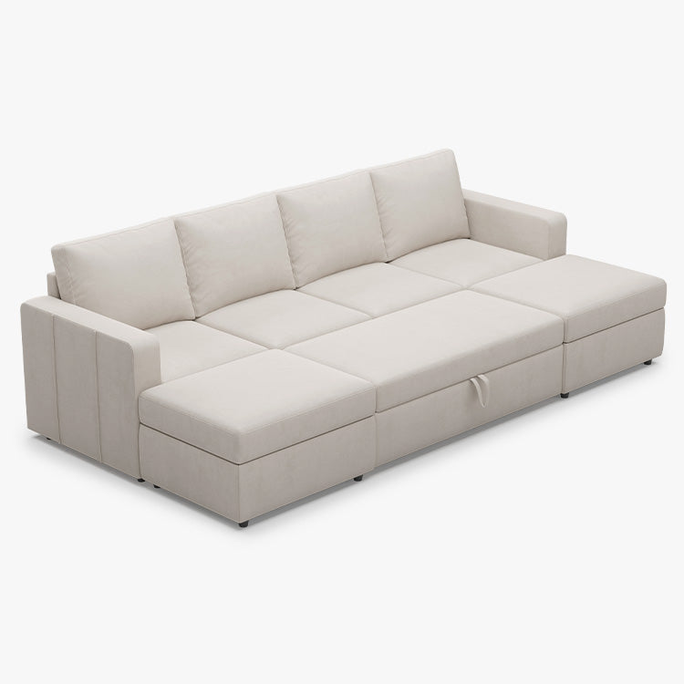 Belffin 4 Seats Modular Velvet Pull-out Sleeper Sofa with Storage Ottoman