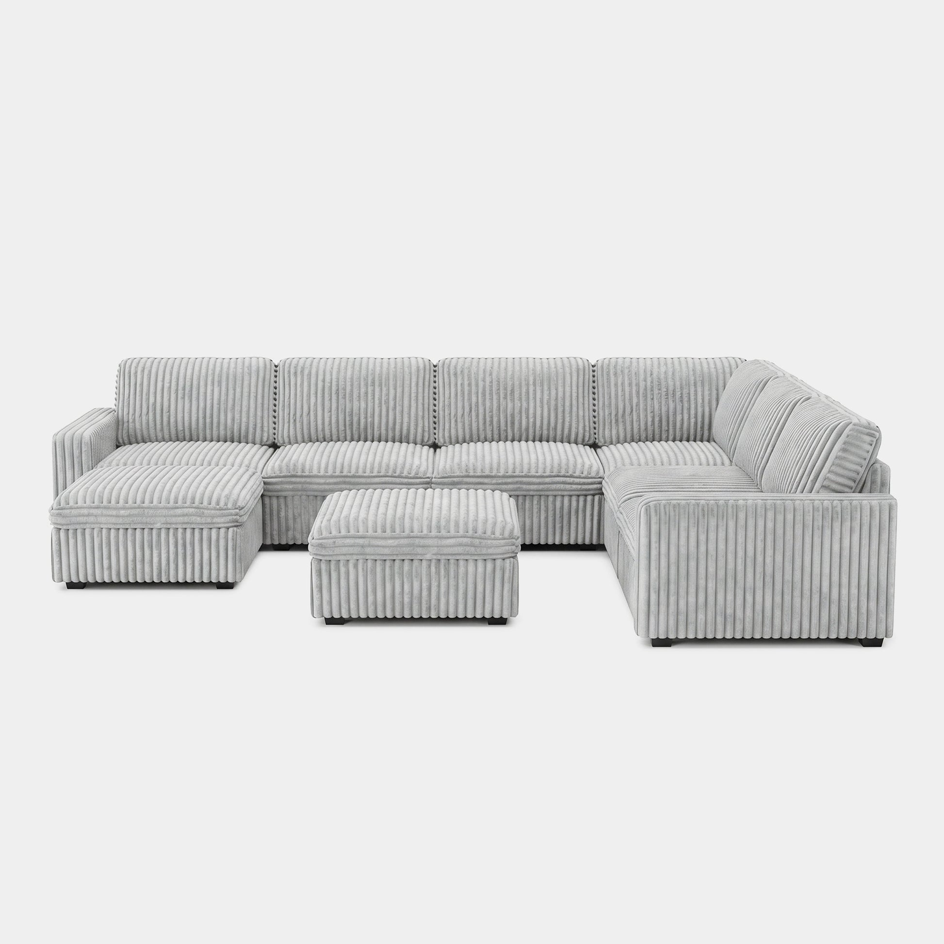 Cloud-Gray-/-Corduroy-8-Seat-U-Shaped-Sectional