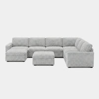 Cloud-Gray-/-Corduroy-8-Seat-U-Shaped-Sectional