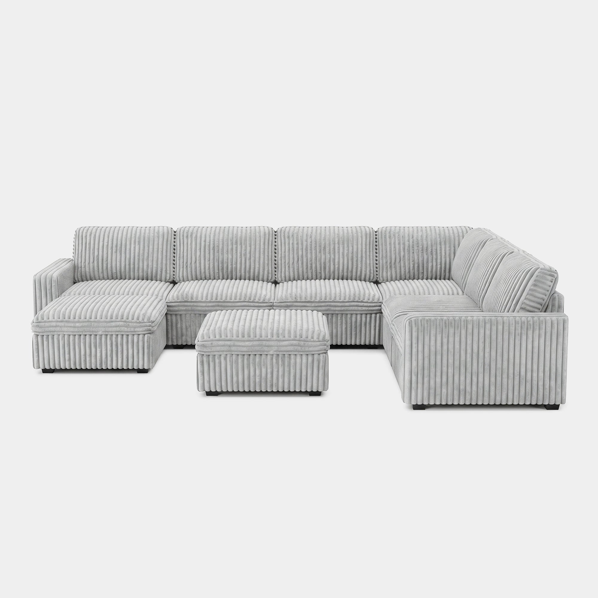 Cloud-Gray-/-Corduroy-8-Seat-U-Shaped-Sectional
