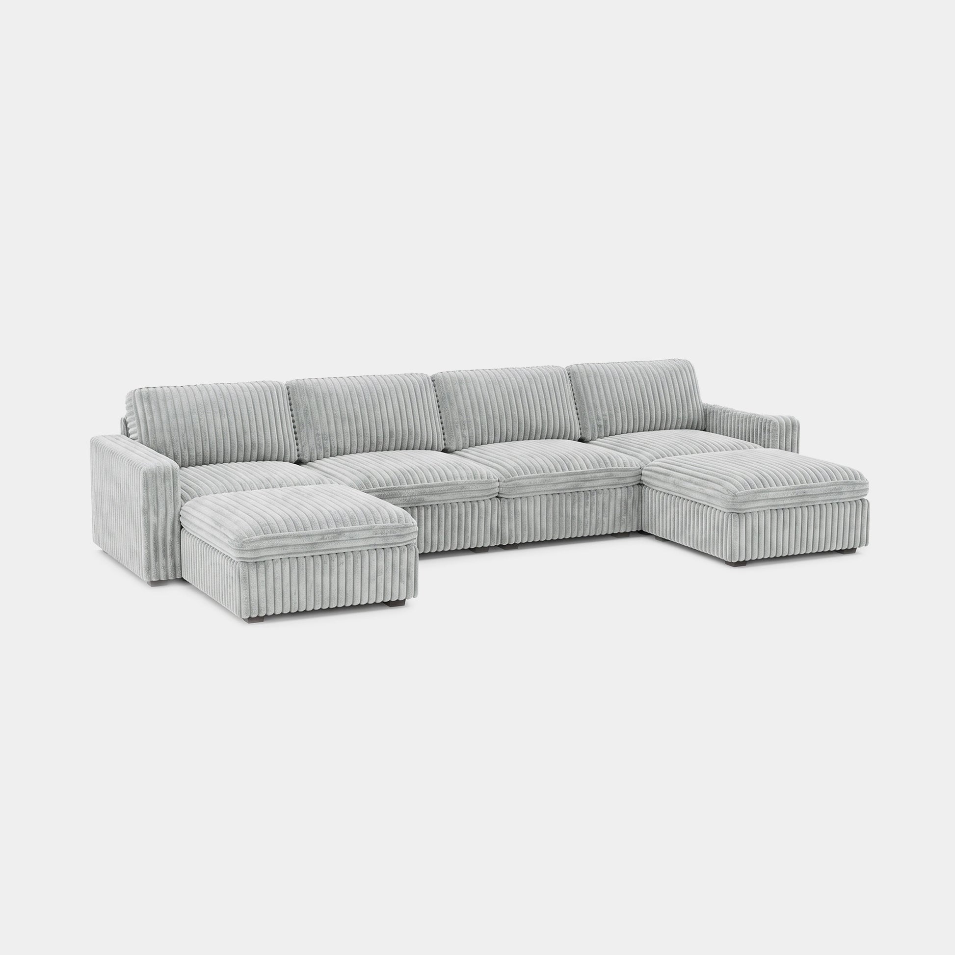 Cloud-Gray-/-Corduroy-6-Seat-U-Shaped-Open-Sectional