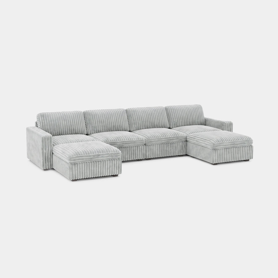 Cloud-Gray-/-Corduroy-6-Seat-U-Shaped-Open-Sectional