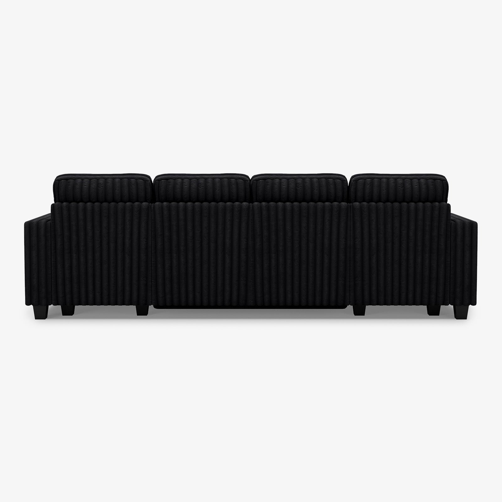 Belffin 4 Seats Modular Faux Rabbit Fur Corduroy Pull-out Sleeper Sofa with Storage Seats and Ottoman