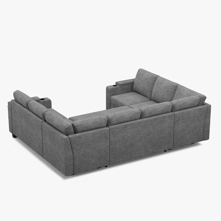 Belffin Modular 8 Seater Modular Chenille Pull-out Sofa with Storage Seats