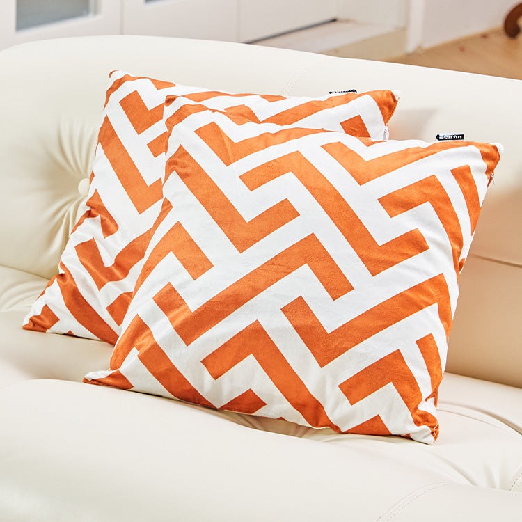 Belffin Fara Velvet Orange Throw Pillow - Set of 2