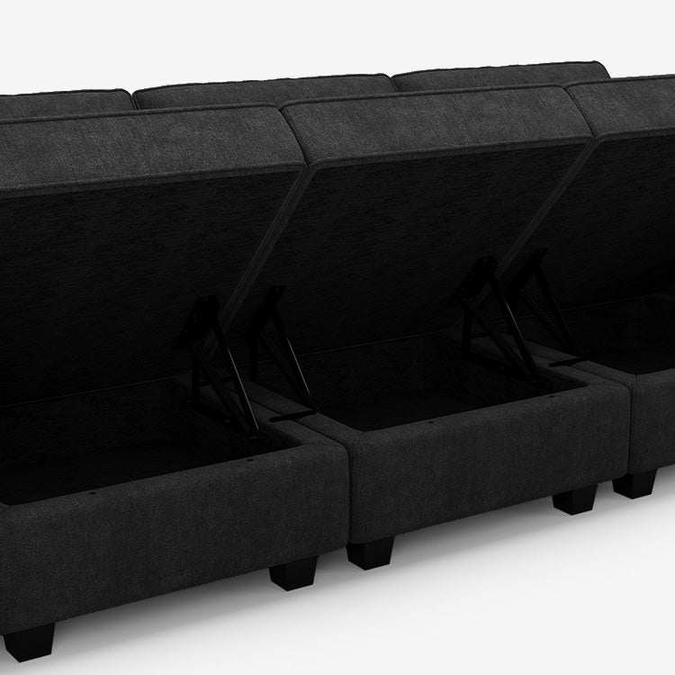 Belffin 6 Seats + 5 Sides Modular Terry Sleeper Sofa with Storage Seat